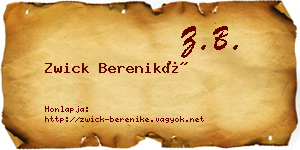 Zwick Bereniké névjegykártya